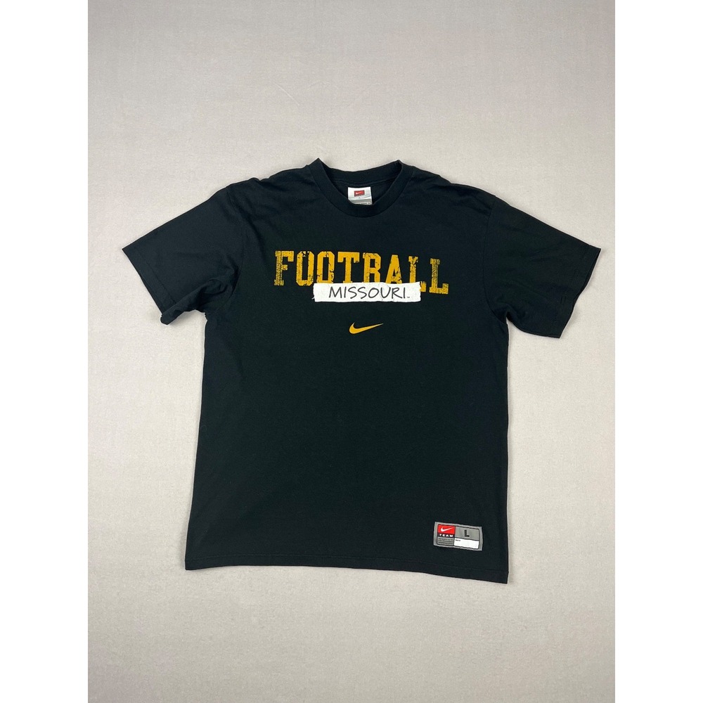 Vtg University Of Missouri Tiger Football Shirt Mens L Black‎ Nike Center Swoosh